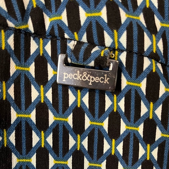 Peck & Peck Blue and Yellow Geometric Pull-on Pants Size 14 - Picture 3 of 4